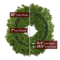 30" Unlit Deluxe Oregon Fir Wreath - Bow Option Available -Twinkly Sales Shop 30 dof back diagram 1