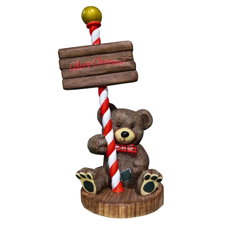 4.4' Teddy Bear With Merry Christmas Sign 1 4.4' Teddy Bear With Merry Christmas Sign