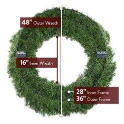 48" Lit Red Deluxe Oregon Fir Wreath - Bow Option Available -Twinkly Sales Shop 48 dof wreath back diagram 1 1 1