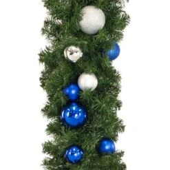 Decorated 9' X 14" Garland Unlit, Blue And Silver -Twinkly Sales Shop dg 914 bs c