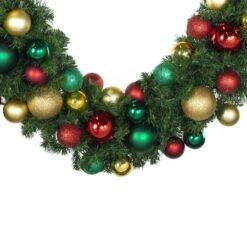 Decorated - 9' X 14" Oregon Fir Garland - Unlit - DELUXE Colors Of The Holiday -Twinkly Sales Shop dg 914 del coth crop