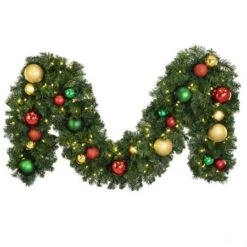 Decorated 9' X 14" Garland Lit, Colors Of The Holiday