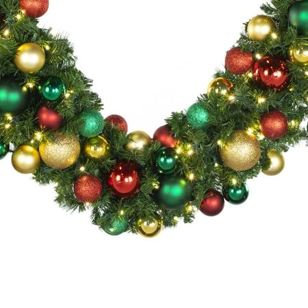 Decorated - 9' X 14" Decorated Garland - LED - DELUXE Colors Of The Holiday 3 Decorated - 9' X 14" Decorated Garland - LED - DELUXE Colors Of The Holiday - Image 3