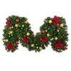 Decorated 9' X 18" Garland Lit, Elegant Poinsettia