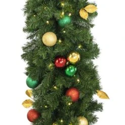 Decorated 9' X 18" Garland Lit, Traditional 7 Decorated 9' X 18" Garland Lit, Traditional -Twinkly Sales Shop dg 918 led t c