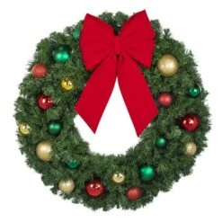 36" Unlit Decorated Wreath - Colors Of The Holidays - Bow Option Available -Twinkly Sales Shop dw 36 coth b vb 12 r 1