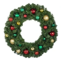 36" Unlit Decorated Wreath - Colors Of The Holidays - Bow Option Available