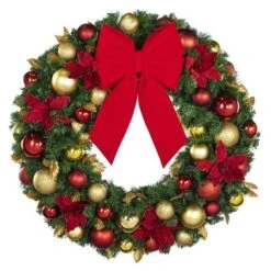 36" Unlit Decorated Wreath - DELUXE Royal Poinsettia - Bow Option Available 5 36" Unlit Decorated Wreath - DELUXE Royal Poinsettia - Bow Option Available -Twinkly Sales Shop dw 36 del rgd ep b vb 12 r