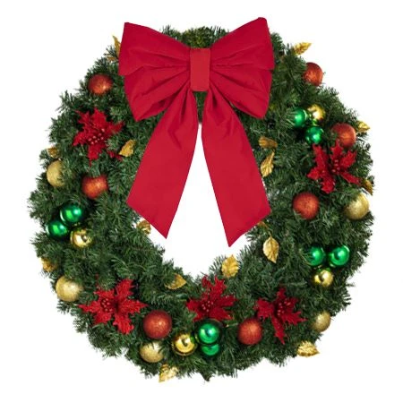 36" Unlit Decorated Wreath - Elegant Poinsettia - Bow Option Available 3 36" Unlit Decorated Wreath - Elegant Poinsettia - Bow Option Available - Image 3