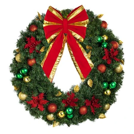 36" Unlit Decorated Wreath - Elegant Poinsettia - Bow Option Available 2 36" Unlit Decorated Wreath - Elegant Poinsettia - Bow Option Available - Image 2