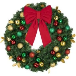 36" Unlit Decorated Wreath - Traditional Décor - Bow Option Available -Twinkly Sales Shop dw 36 t b vb 12 r