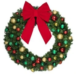 48" Unlit Decorated Wreath - DELUXE Colors Of The Holidays - Bow Option Available -Twinkly Sales Shop dw 48 del coth b vb 18 r