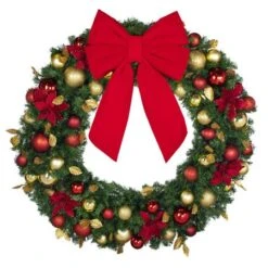 48" Unlit Decorated Wreath - DELUXE Royal Poinsettia - Bow Option Available 5 48" Unlit Decorated Wreath - DELUXE Royal Poinsettia - Bow Option Available -Twinkly Sales Shop dw 48 del rgd ep b vb 18 r