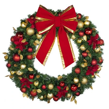 48" Unlit Decorated Wreath - DELUXE Royal Poinsettia - Bow Option Available 2 48" Unlit Decorated Wreath - DELUXE Royal Poinsettia - Bow Option Available - Image 2