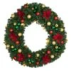 48" Unlit Decorated Wreath - Elegant Poinsettia - Bow Option Available