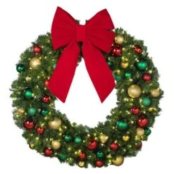 48" LED Warm White Decorated Wreath - DELUXE Colors Of The Holidays - Bow Option Available 6 48" LED Warm White Decorated Wreath - DELUXE Colors Of The Holidays - Bow Option Available -Twinkly Sales Shop dw 48 led del coth b vb 18 r