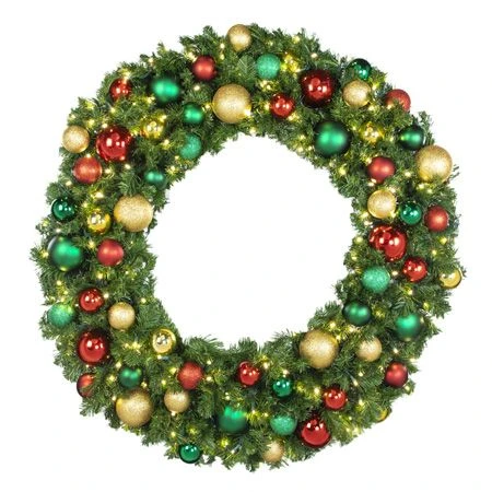 48" LED Warm White Decorated Wreath - DELUXE Colors Of The Holidays - Bow Option Available 1 48" LED Warm White Decorated Wreath - DELUXE Colors Of The Holidays - Bow Option Available