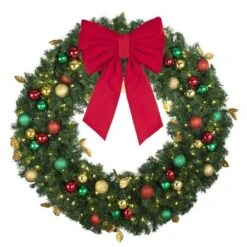 48" Lit LED Warm White Decorated Wreath - Traditional Décor - Bow Option Available 7 48" Lit LED Warm White Decorated Wreath - Traditional Décor - Bow Option Available -Twinkly Sales Shop dw 48 led t b vb 18 r