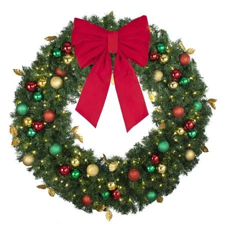 48" Lit LED Warm White Decorated Wreath - Traditional Décor - Bow Option Available 4 48" Lit LED Warm White Decorated Wreath - Traditional Décor - Bow Option Available - Image 4