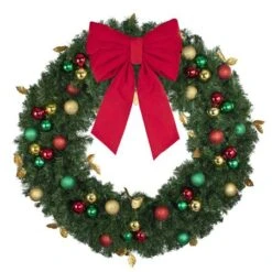 48" Unlit Decorated Wreath - Traditional Décor - Bow Option Available -Twinkly Sales Shop dw 48 t b vb 18 r