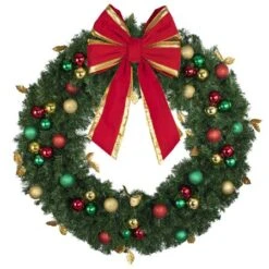 48" Unlit Decorated Wreath - Traditional Décor - Bow Option Available -Twinkly Sales Shop dw 48 t b vb 18 rgt