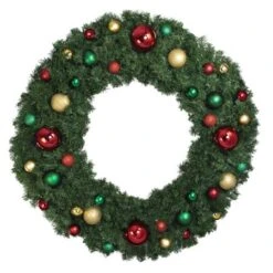 60" Unlit Decorated Wreath - Colors Of The Holidays - Bow Option Available
