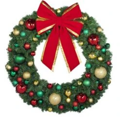 60" Unlit Decorated Wreath - DELUXE Colors Of The Holiday - Bow Option Available -Twinkly Sales Shop dw 60 del coth b vb 24 rgt