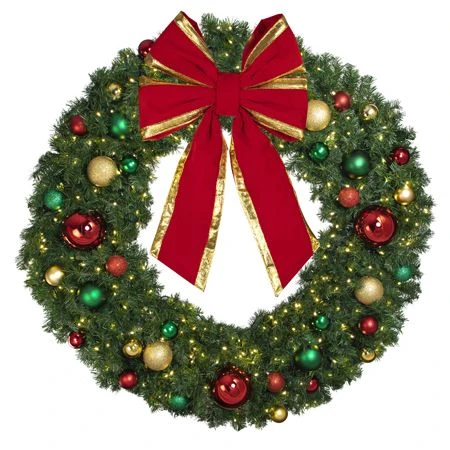 60" Lit LED Warm White Decorated Wreath - Colors Of The Holidays - Bow Option Available 3 60" Lit LED Warm White Decorated Wreath - Colors Of The Holidays - Bow Option Available - Image 3