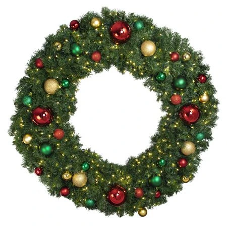 60" Lit LED Warm White Decorated Wreath - Colors Of The Holidays - Bow Option Available 1 60" Lit LED Warm White Decorated Wreath - Colors Of The Holidays - Bow Option Available