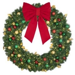 60" Lit LED Warm White Decorated Wreath - Traditional Décor - Bow Option Available 6 60" Lit LED Warm White Decorated Wreath - Traditional Décor - Bow Option Available -Twinkly Sales Shop dw 60 led t b vb 24 r