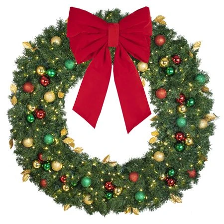 60" Lit LED Warm White Decorated Wreath - Traditional Décor - Bow Option Available 3 60" Lit LED Warm White Decorated Wreath - Traditional Décor - Bow Option Available - Image 3