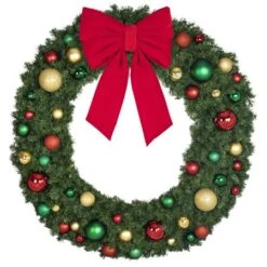 72" Unlit Decorated Wreath - Colors Of The Holidays - Bow Option Available -Twinkly Sales Shop dw 72 coth b vb 24 r