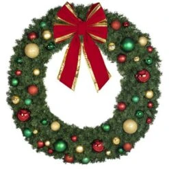 72" Unlit Decorated Wreath - Colors Of The Holidays - Bow Option Available -Twinkly Sales Shop dw 72 coth b vb 24 rgt
