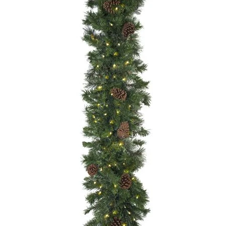 9' X 14" Mixed Pine Garland, Lit 4 9' X 14" Mixed Pine Garland, Lit - Image 4