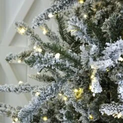 9' Indoor LED Flocked Siberian Fir Christmas Tree - Warm White -Twinkly Sales Shop t it 9 1231 ww 3 crop