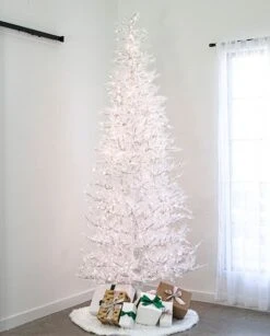 9' Indoor LED Glacier Fir White Christmas Tree - With Multi-Function Pure White/Warm White Lights