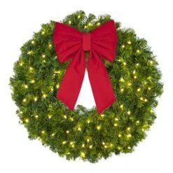 30" Lit Warm White Deluxe Oregon Fir Wreath - Bow Option Available -Twinkly Sales Shop w 30 dofl ww b vb 8 r