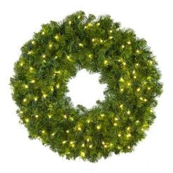 30" Lit Warm White Deluxe Oregon Fir Wreath - Bow Option Available
