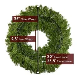 36" Lit Warm White And Red Deluxe Oregon Fir Wreath - Bow Option Available -Twinkly Sales Shop w 36 dof back diagram 1 1