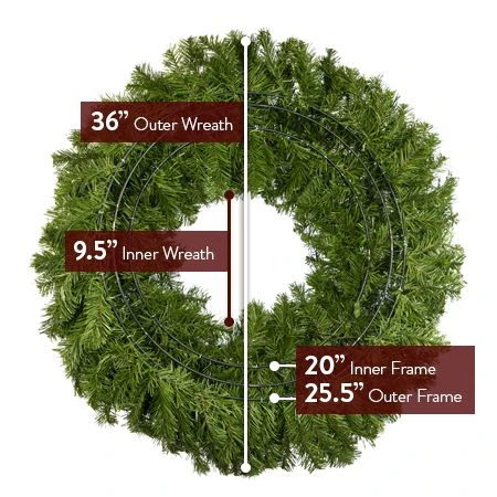 36" Lit Red Deluxe Oregon Fir Wreath - Bow Option Available 4 36" Lit Red Deluxe Oregon Fir Wreath - Bow Option Available - Image 4