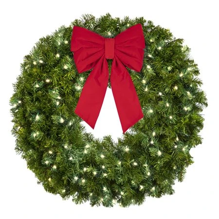 36" Lit Pure White Deluxe Oregon Fir Wreath - Bow Option Available 3 36" Lit Pure White Deluxe Oregon Fir Wreath - Bow Option Available - Image 3