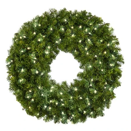 36" Lit Pure White Deluxe Oregon Fir Wreath - Bow Option Available 1 36" Lit Pure White Deluxe Oregon Fir Wreath - Bow Option Available