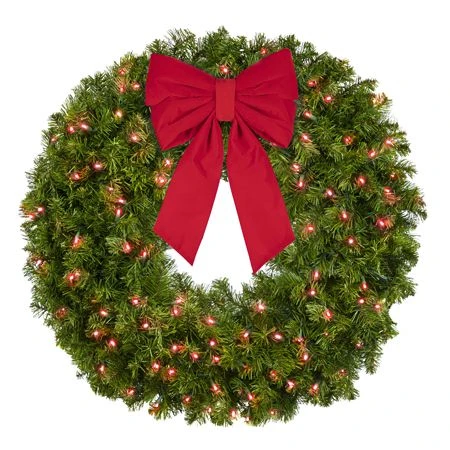 36" Lit Red Deluxe Oregon Fir Wreath - Bow Option Available 3 36" Lit Red Deluxe Oregon Fir Wreath - Bow Option Available - Image 3