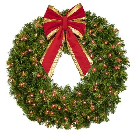 36" Lit Red Deluxe Oregon Fir Wreath - Bow Option Available 2 36" Lit Red Deluxe Oregon Fir Wreath - Bow Option Available - Image 2