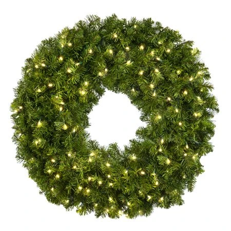 36" Lit Warm White Deluxe Oregon Fir Wreath - Bow Option Available 1 36" Lit Warm White Deluxe Oregon Fir Wreath - Bow Option Available