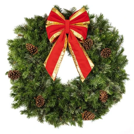 36" Unlit Deluxe Mixed Pine Wreath - Bow Option Available 2 36" Unlit Deluxe Mixed Pine Wreath - Bow Option Available - Image 2