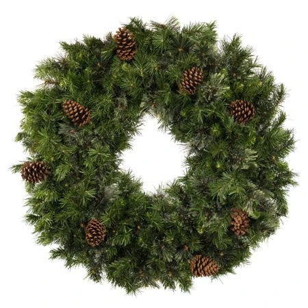 36" Unlit Deluxe Mixed Pine Wreath - Bow Option Available 1 36" Unlit Deluxe Mixed Pine Wreath - Bow Option Available