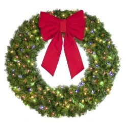 48" Lit Multi Deluxe Oregon Fir Wreath - Bow Option Available -Twinkly Sales Shop w 48 dofl 6 m b vb 18 r