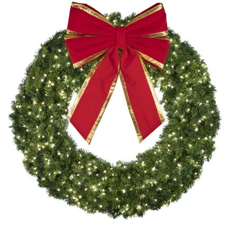 60" Lit Pure White Deluxe Oregon Fir Wreath - Bow Option Available 2 60" Lit Pure White Deluxe Oregon Fir Wreath - Bow Option Available - Image 2