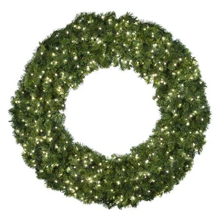60" Lit Pure White Deluxe Oregon Fir Wreath - Bow Option Available 1 60" Lit Pure White Deluxe Oregon Fir Wreath - Bow Option Available